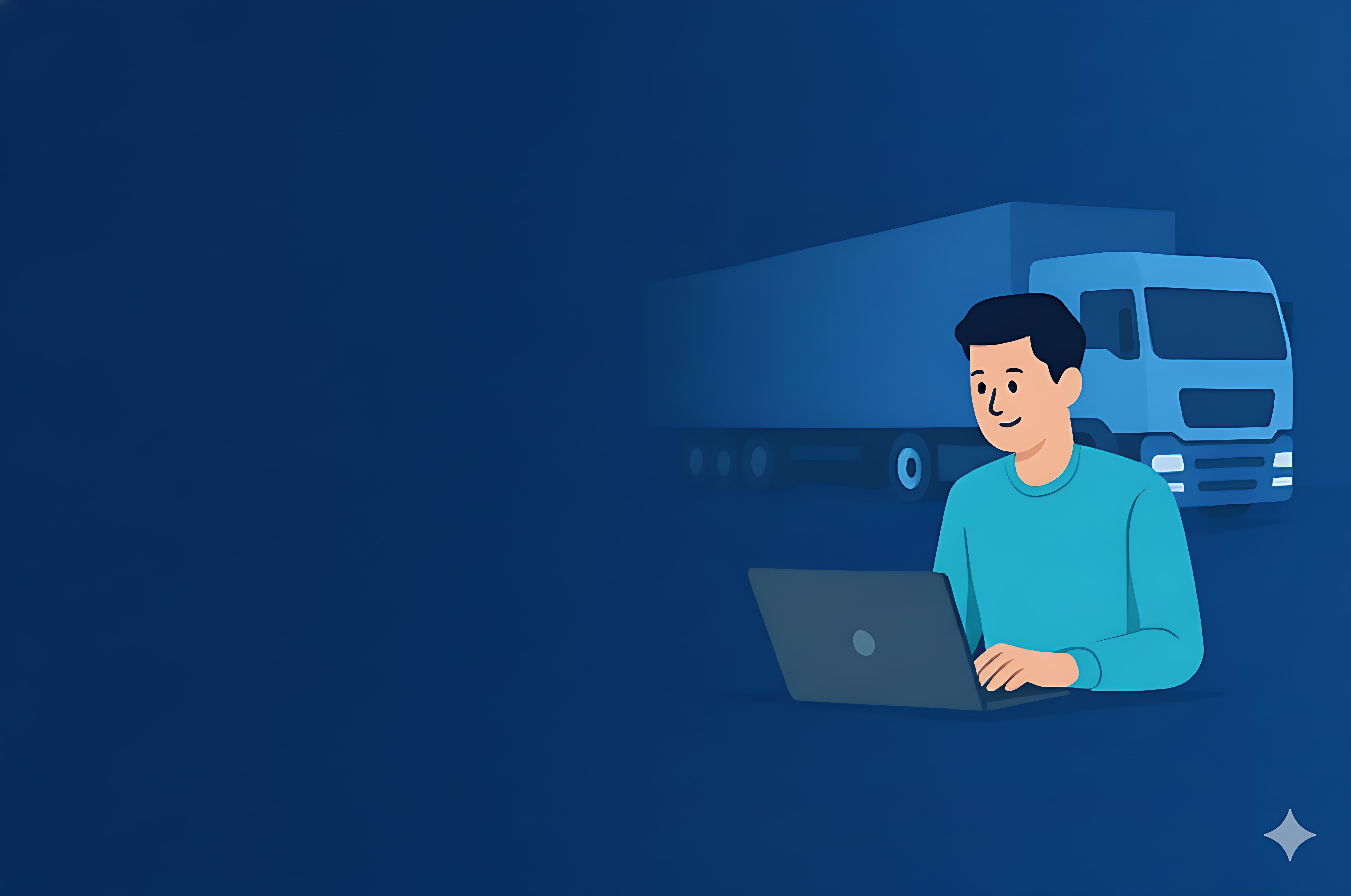 Trukky Partner using laptop with truck background